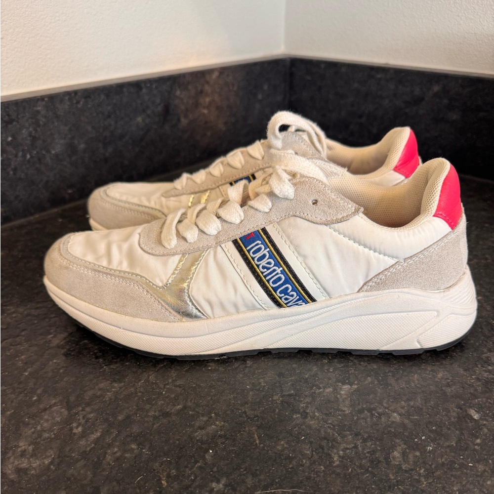 Roberto Cavalli Sport White and Silver Athletic Shoes - Picture 3 of 13